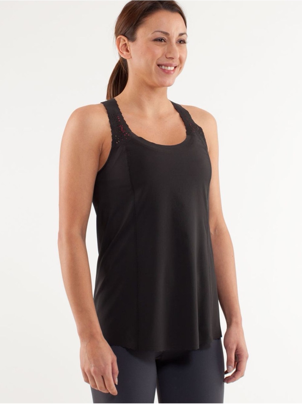 lululemon athletica Black Racerback Tank with Lace Straps